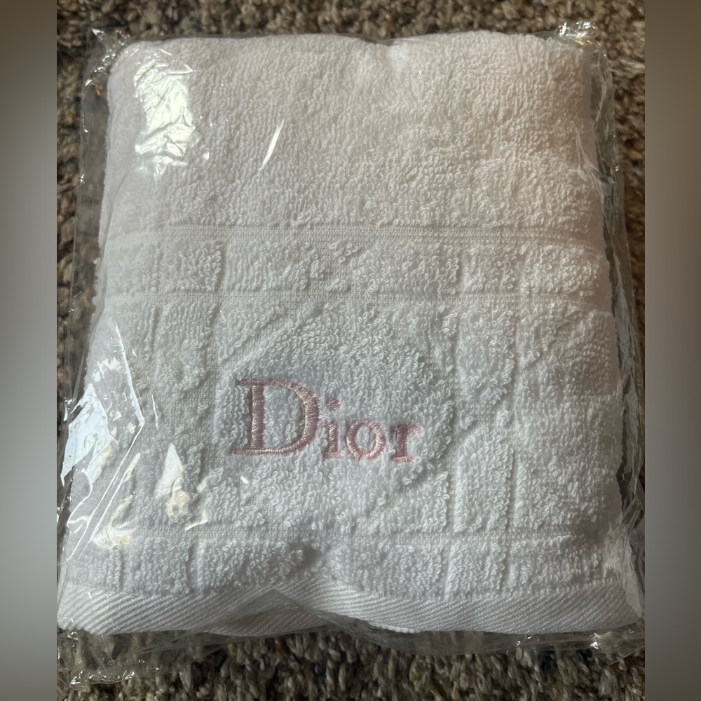New Christian Dior hand towel with snap button canvas case